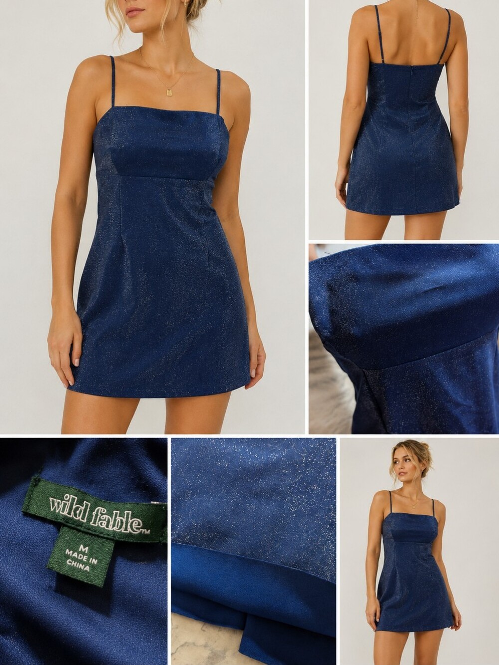 Size M Elegant Blue Glitter Dress